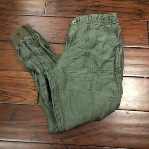 Army green linen pants size medium